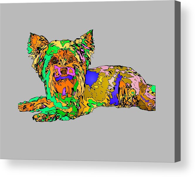 Dog Acrylic Print featuring the digital art Buddy. Pet Series by Rafael Salazar