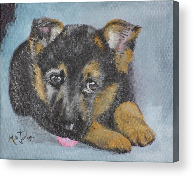 Puppy Acrylic Print featuring the painting Bullet by Mike Jenkins