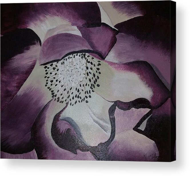 Painting Acrylic Print featuring the painting Burgundy flower by Kathlene Melvin