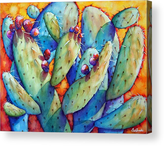 Still Life/ Cactus Acrylic Print featuring the painting Cactus by Gail Zavala
