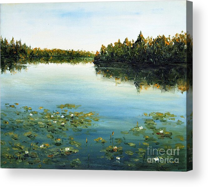 Landscape Acrylic Print featuring the painting Calm by Arturas Slapsys