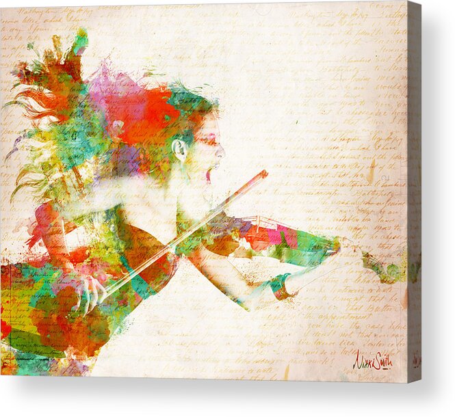 Violin Acrylic Print featuring the digital art Can You Hear Me Now by Nikki Smith