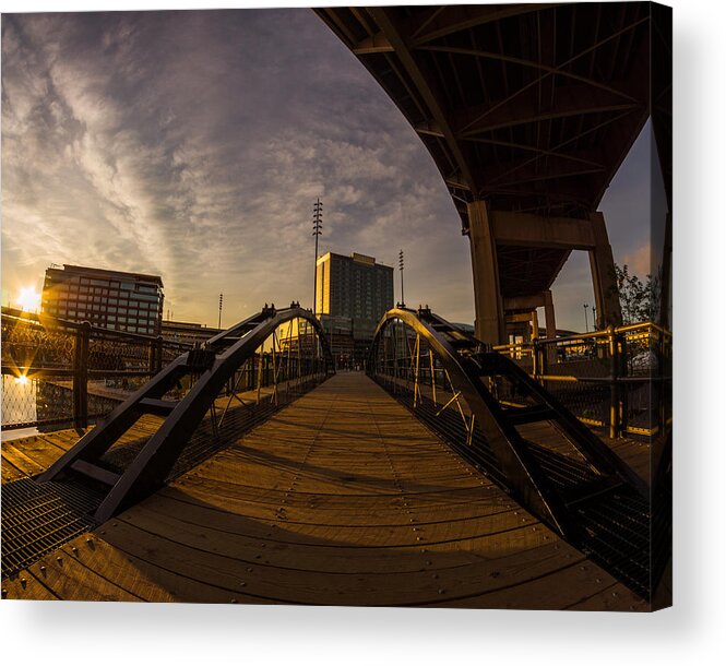 Buffalo Sunrise Acrylic Print featuring the photograph Canalside Dawn No 5 by Chris Bordeleau