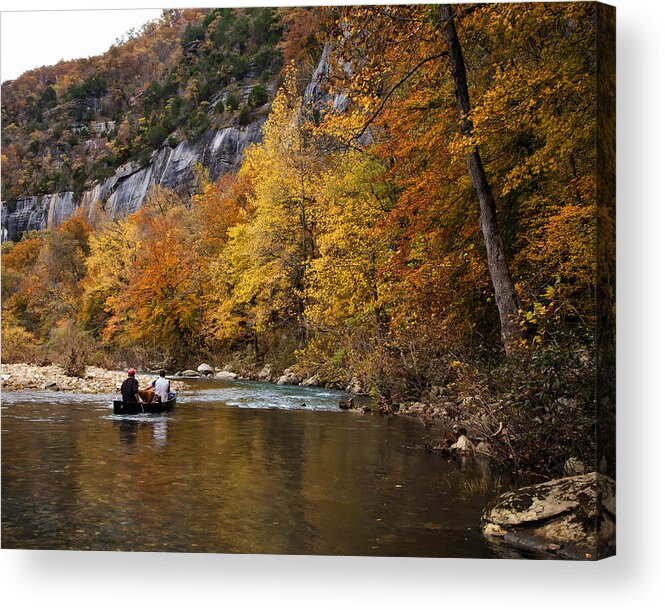 Fall Color Acrylic Print featuring the photograph Canoeing the Buffalo River at Steel Creek by Michael Dougherty