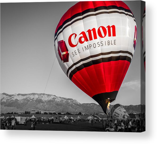 Albuquerque Acrylic Print featuring the photograph Canon - See Impossible - Hot Air Balloon - Selective Color by Ron Pate