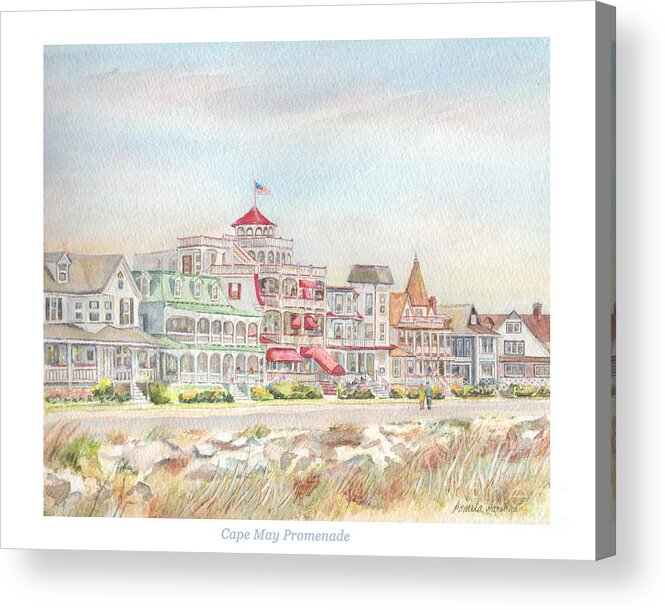 Cape May Acrylic Print featuring the painting Cape May Promenade, Jersey Shore by Pamela Parsons