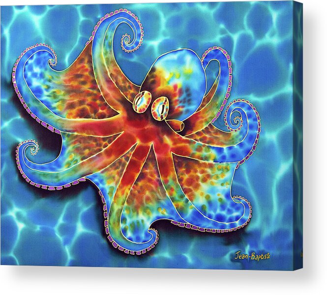 Octopus Art Acrylic Print featuring the painting Caribbean Octopus by Daniel Jean-Baptiste