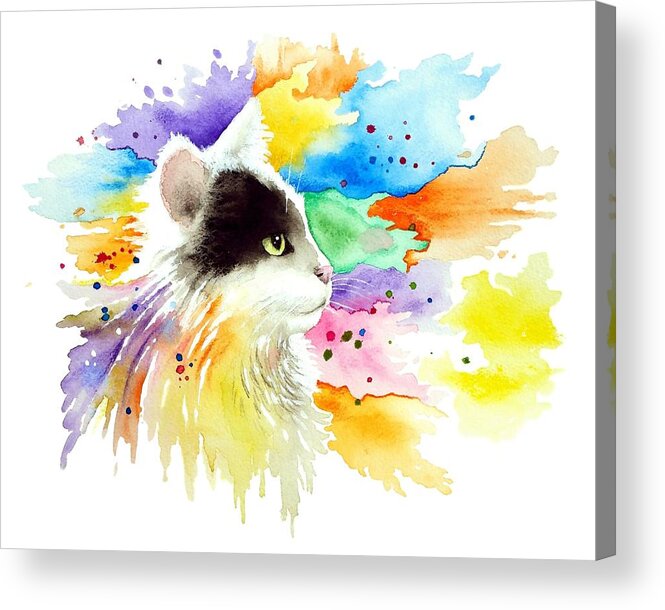 Cat Acrylic Print featuring the painting Cat 605 by Lucie Dumas