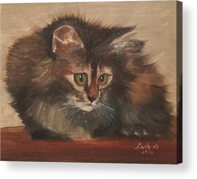 Art Acrylic Print featuring the painting CAT by Ryszard Ludynia