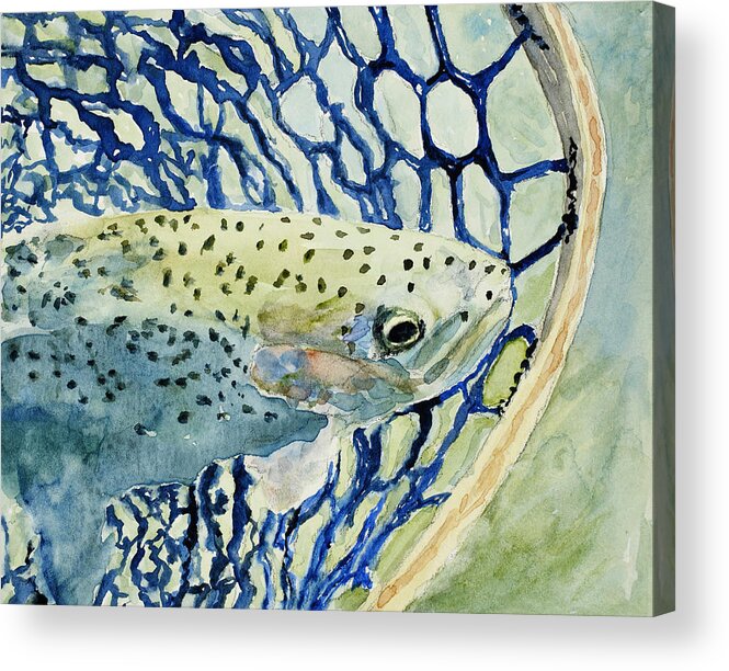 Fish Acrylic Print featuring the painting Catch and Release by Mary Benke