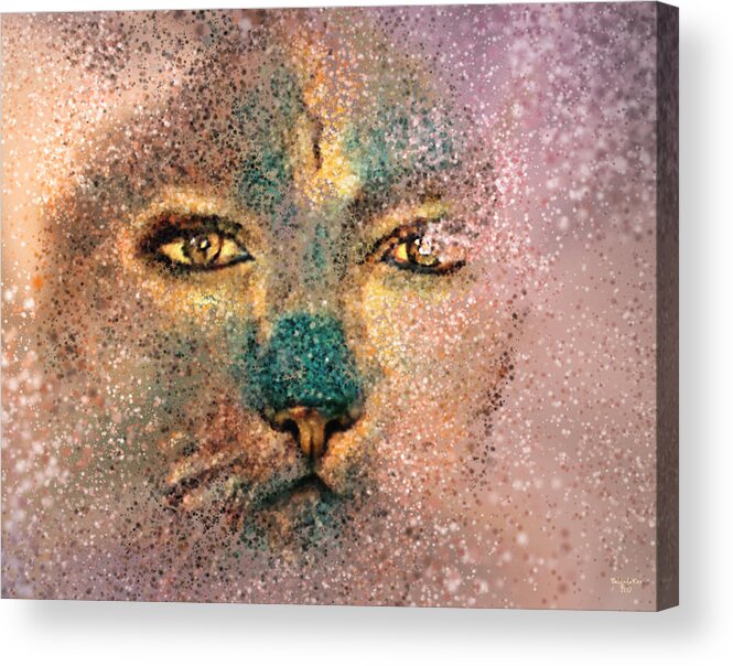 Digital Art Acrylic Print featuring the digital art CatLady Splatter Art by Artful Oasis