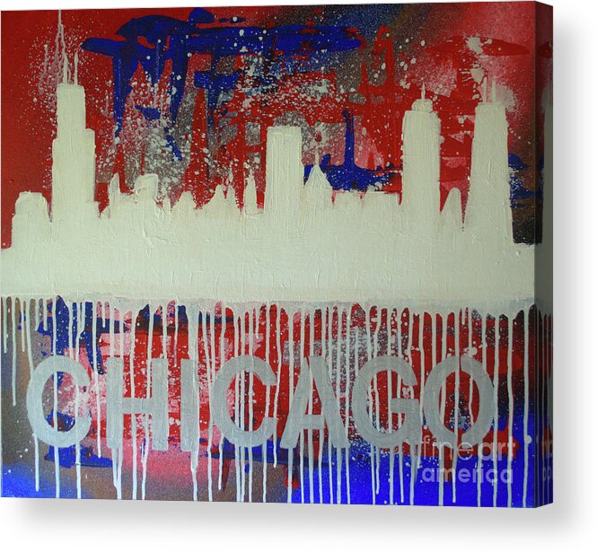 Drip Painting Acrylic Print featuring the painting Chicago Drip by Melissa Jacobsen