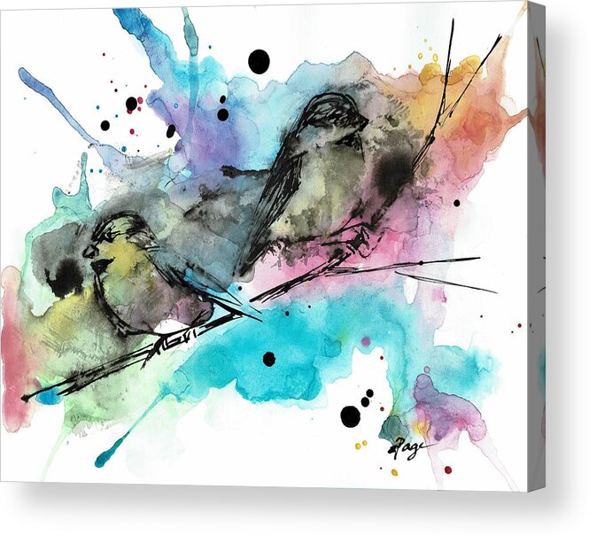 Chickadee Acrylic Print featuring the painting Chickadee punk by Emily Page