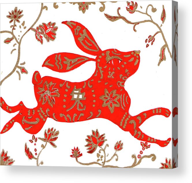 Chinese Acrylic Print featuring the drawing Chinese Astrology Rabbit by Barbara Giordano