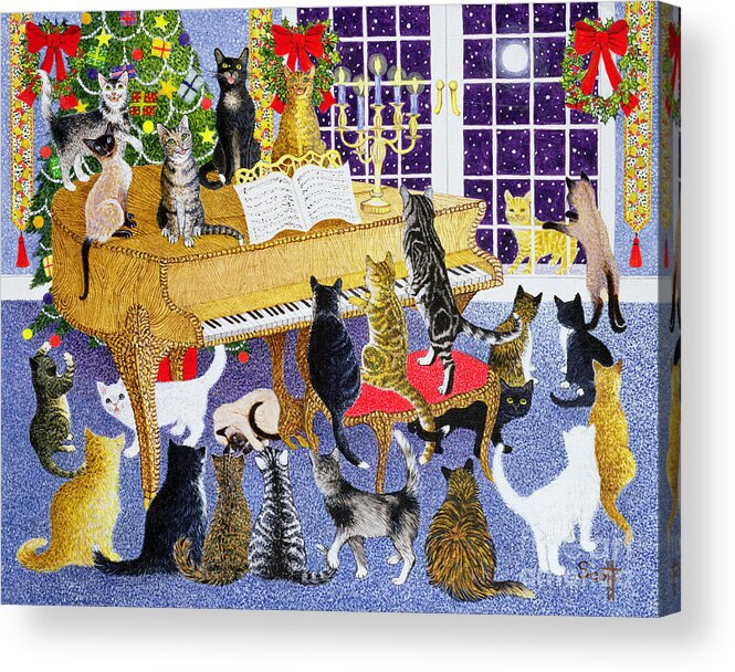 Pet Acrylic Print featuring the painting Christmas Chorus by Pat Scott