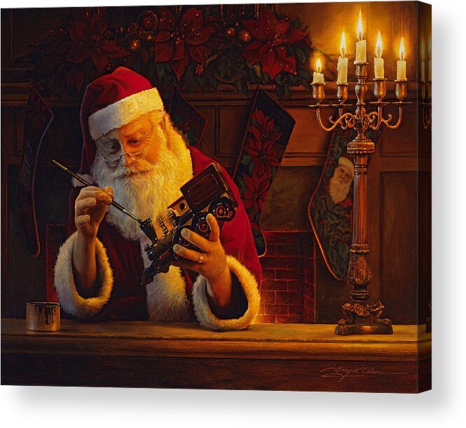 Christmas Acrylic Print featuring the painting Christmas Eve Touch Up by Greg Olsen
