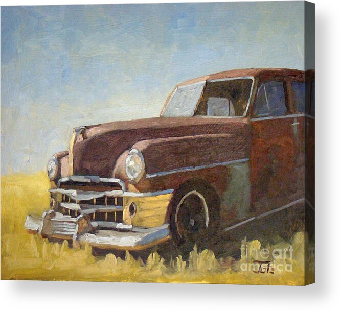 Old Cars Acrylic Print featuring the painting Chrysler pre bailout days by Tate Hamilton