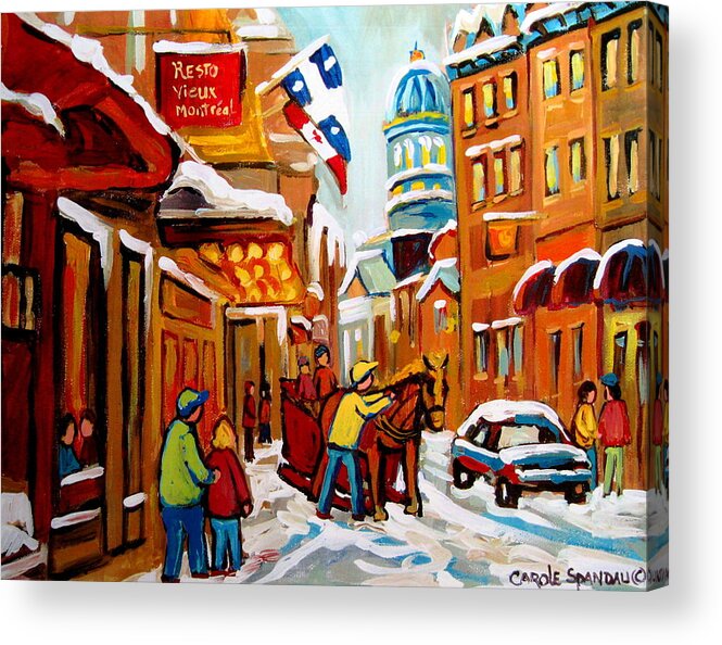 Church Steeet In Winter Acrylic Print featuring the painting Church Street In Winter by Carole Spandau
