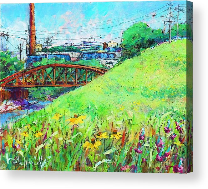 Plein Air Acrylic Print featuring the painting City Fields by Les Leffingwell