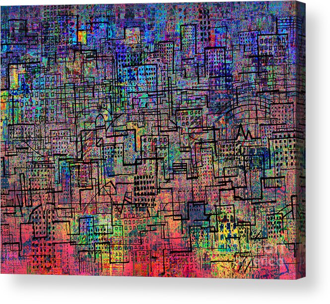 City Lines Acrylic Print featuring the digital art City Lines V by Andy Mercer