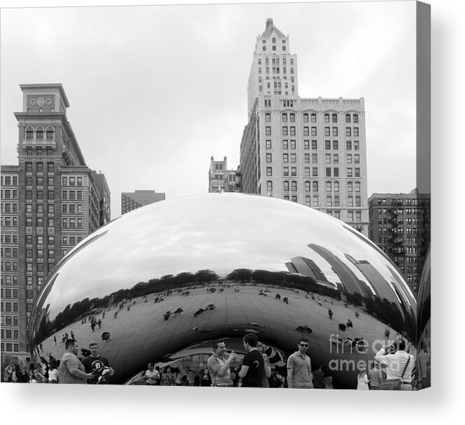 Cloud Gate Acrylic Print featuring the photograph Cloud Gate Chicago BW 3 by Cheryl Del Toro