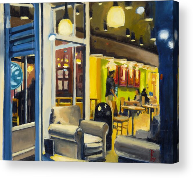 Oil Paint Acrylic Print featuring the painting Coffee on 5th Ave by Robert Reeves