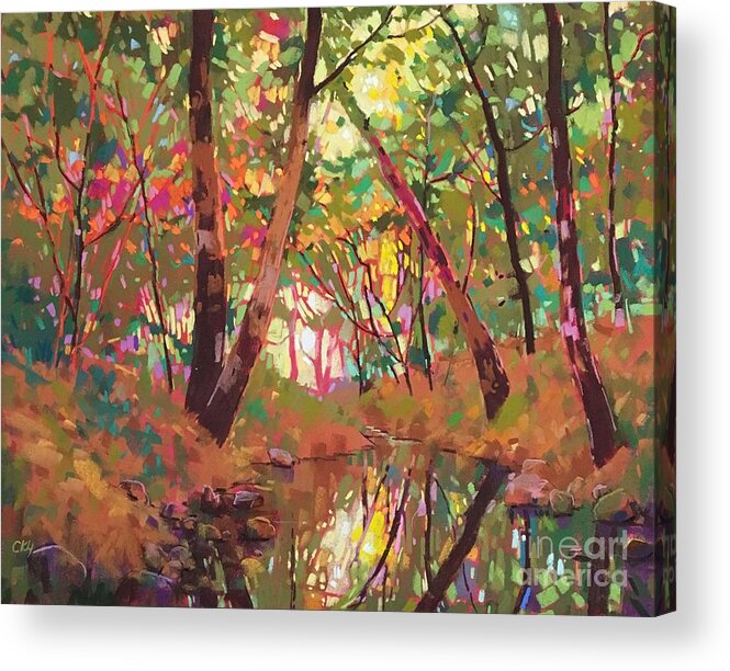 Forest Acrylic Print featuring the painting Color of forest by Celine K Yong