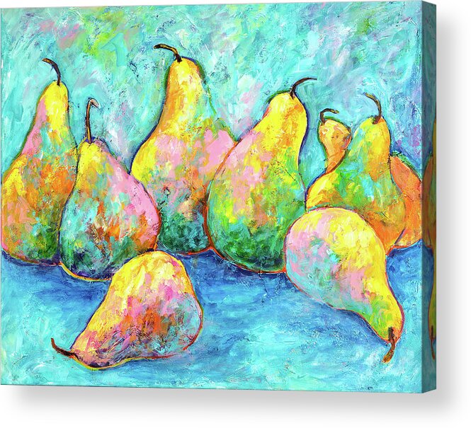 Pears Acrylic Print featuring the painting Colorful Pears by Sally Quillin