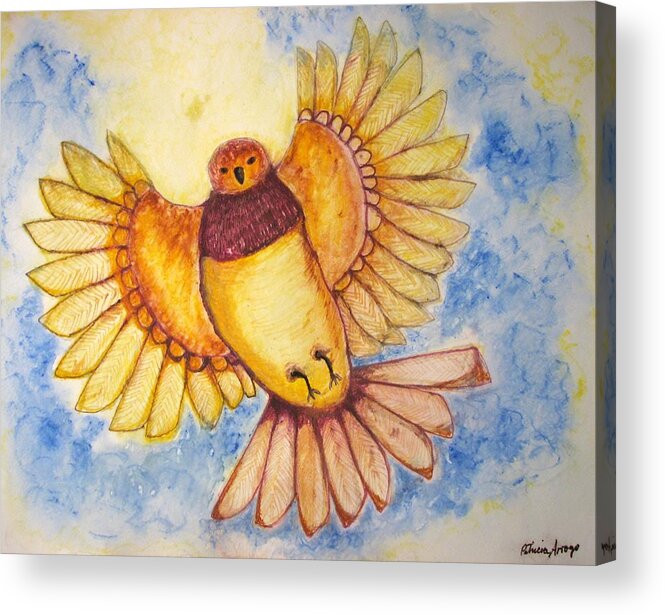 Birds Acrylic Print featuring the painting Concerning Angel Bird by Patricia Arroyo