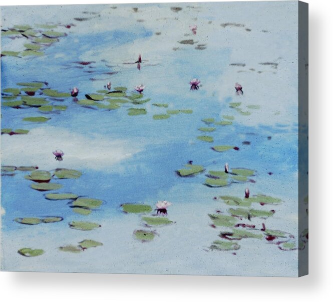 Landscape Painting Water Lilies Acrylic Print featuring the painting Constellations by David Zimmerman