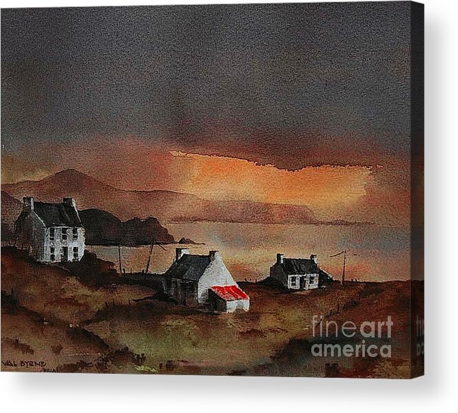 Cork Acrylic Print featuring the painting CORK... Beara Sunset near Allihies by Val Byrne