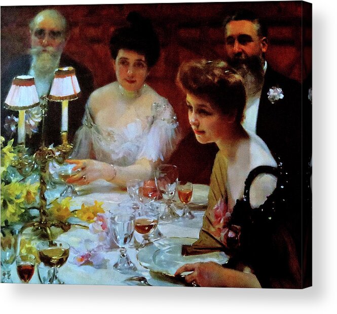 Paul Emile Chabas Acrylic Print featuring the photograph Corner of the Table or Chabas Table by Linda Stern