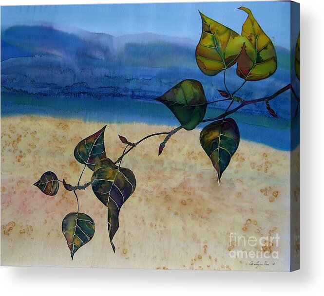 Batik Acrylic Print featuring the tapestry - textile Cottonwood Branch by Carolyn Doe