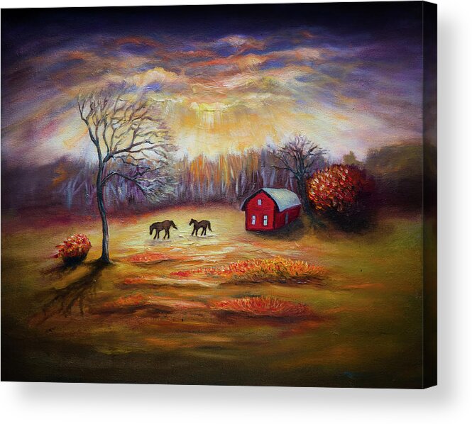 Country Scene Acrylic Print featuring the painting Country scene late fall by Lilia D