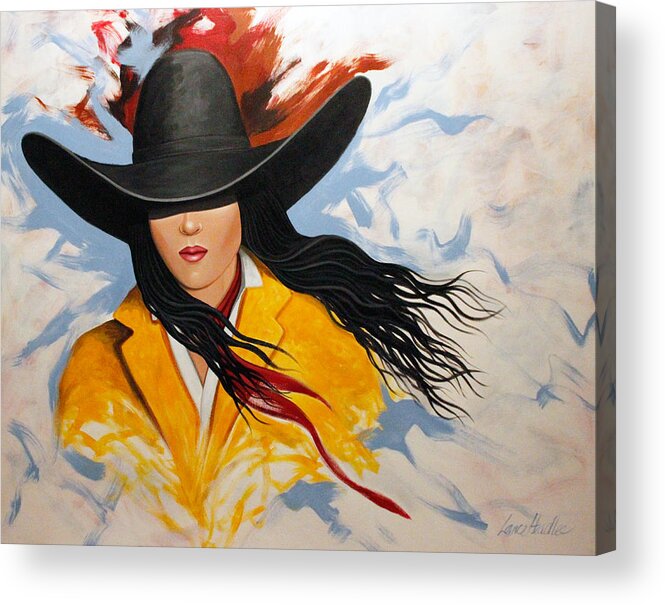 Cowgirl Acrylic Print featuring the painting Cowgirl Colors #3 by Lance Headlee