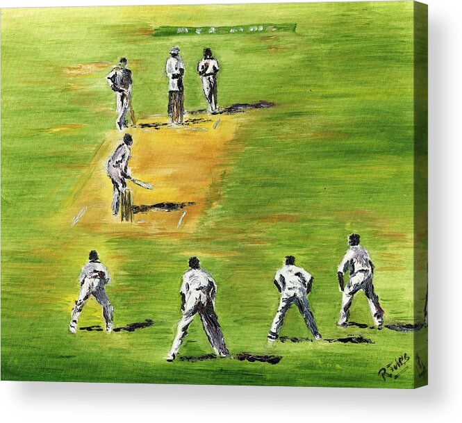 Cricket Acrylic Print featuring the painting Cricket Duel by Richard Jules