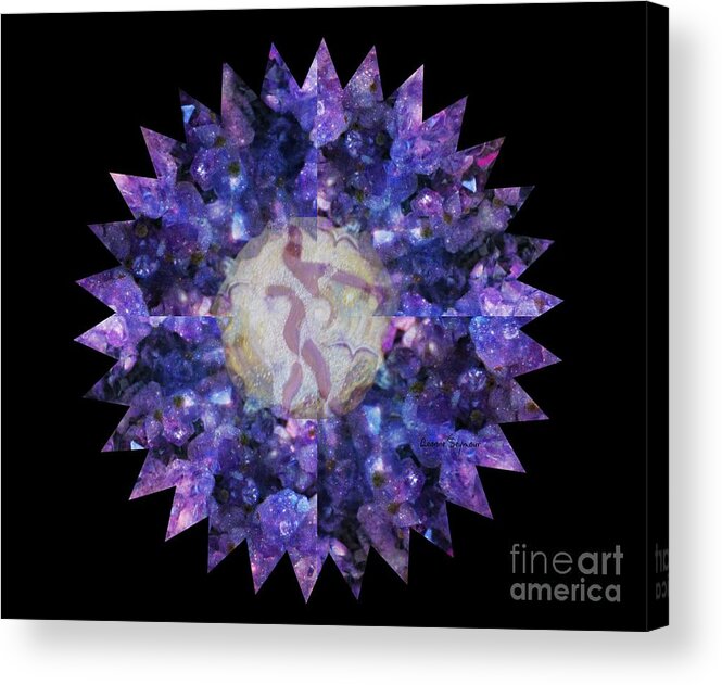 Amethyst Acrylic Print featuring the mixed media Crystal Magic Mandala by Leanne Seymour
