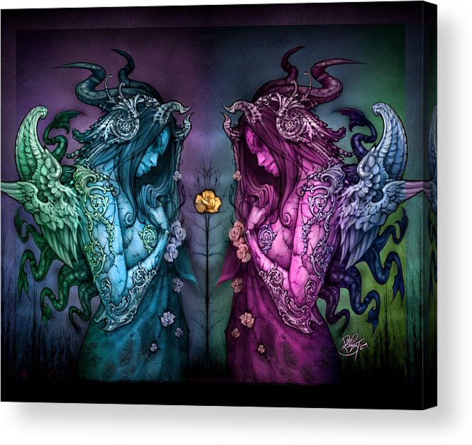 Fairy Acrylic Print featuring the painting Cthluhu Rainbow by David Bollt