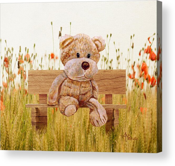 Cuddly Animals Acrylic Print featuring the mixed media Cuddly In The Garden by Angeles M Pomata
