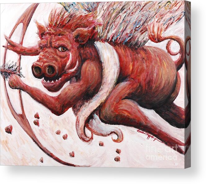 Pig Acrylic Print featuring the painting Cupig by Nadine Rippelmeyer