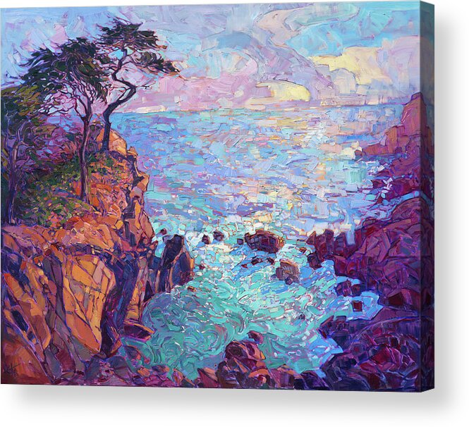 Monterey Acrylic Print featuring the painting Cypress Vista by Erin Hanson