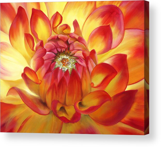 Macro Acrylic Print featuring the painting Dahlia by Lynne Pittard