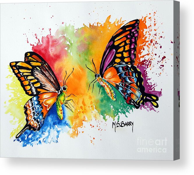 Watercolor Butterflies Acrylic Print featuring the painting Dance of the Butterflies by Maria Barry