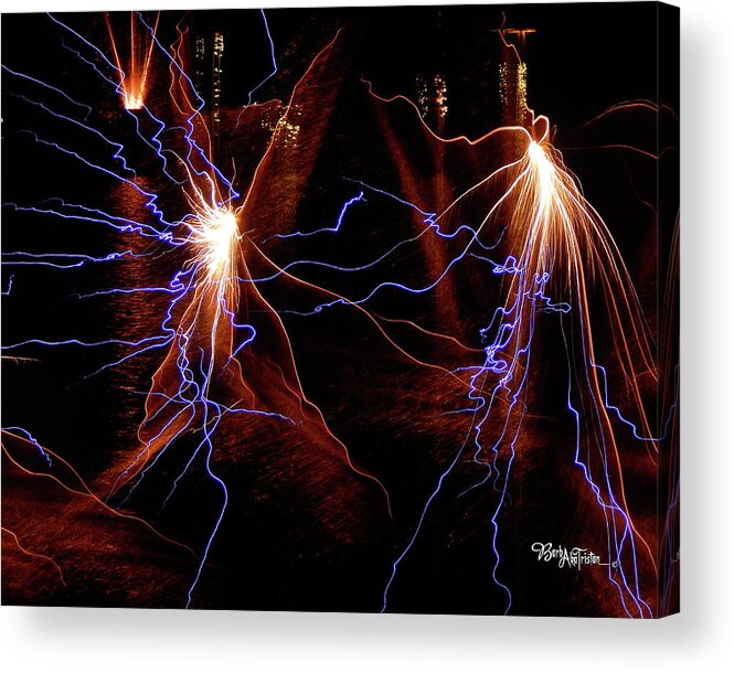 Fireworks Acrylic Print featuring the photograph Dancing Fireworks #0707 by Barbara Tristan