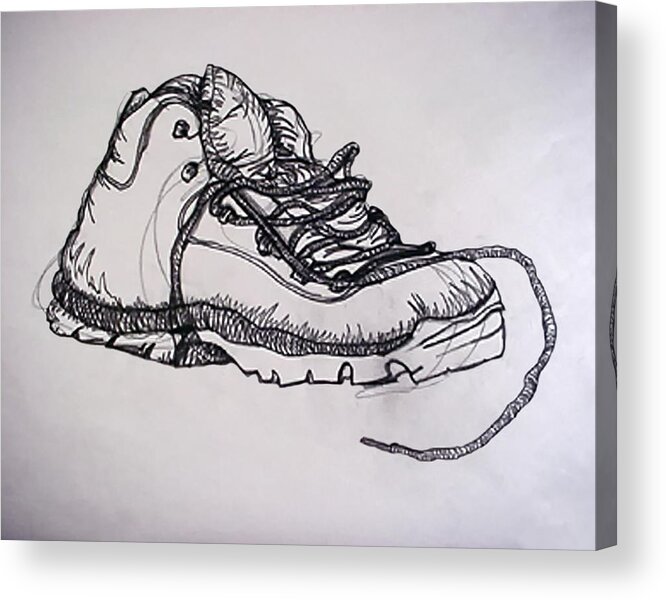 Shoes Acrylic Print featuring the drawing Das Boot by Ross Powell