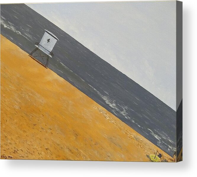Gravitational Surrealism Acrylic Print featuring the painting Day at the Beach by Kevin Daly