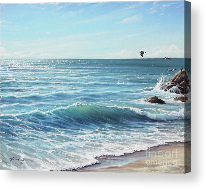 Seascape Acrylic Print featuring the painting Deep Blue Sea by Joe Mandrick