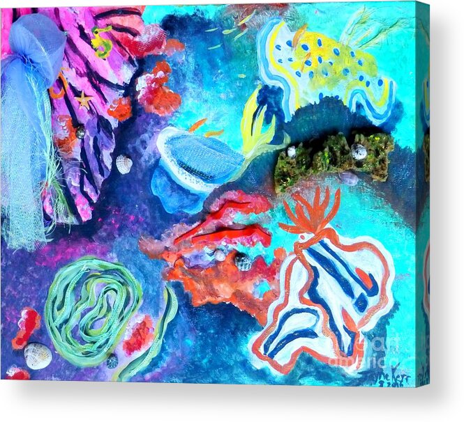 Nudibranch Acrylic Print featuring the painting Deep Sea Nudibranch by Jayne Kerr