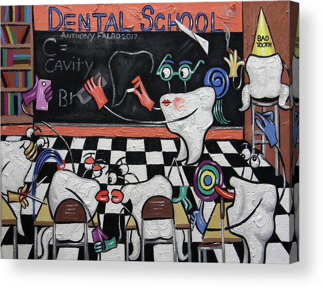 Dental Art Acrylic Print featuring the painting Dental School by Anthony Falbo