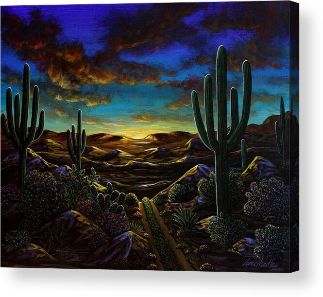 Desert Trail Acrylic Print featuring the painting Desert Trail by Lance Headlee